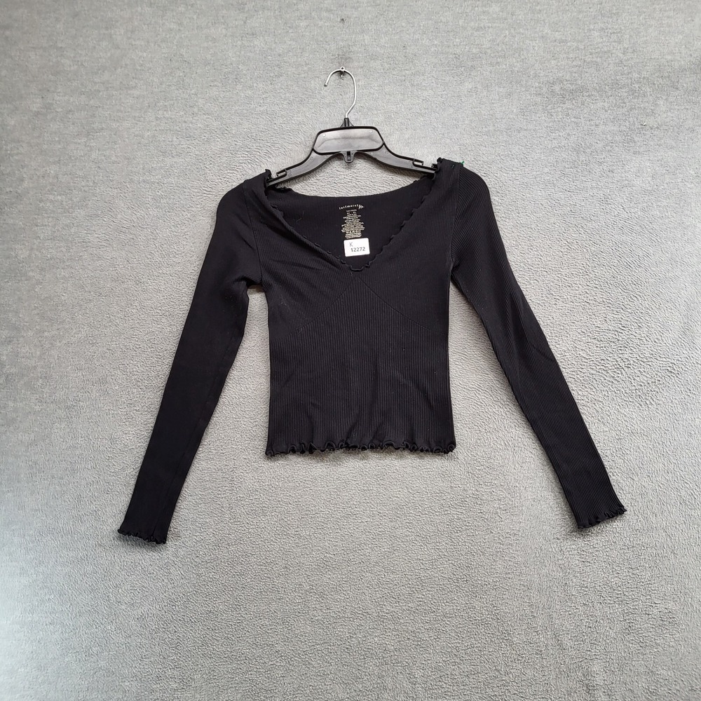 Black Ribbed Long Sleeve Top